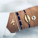 Fashion Women Bracelet Set Bohemia Jewelry Vintage Boho Turtle Map Charm Bracelets & Bangles For Girl Bead Chain Accessories