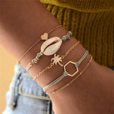 Fashion Women Bracelet Set Bohemia Jewelry Vintage Boho Turtle Map Charm Bracelets & Bangles For Girl Bead Chain Accessories