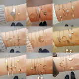 Boho Bracelets & Bangles for Women Fashion Moon Leaf Crystal Charm Bracelet Femme Bohemian Chain Jewelry Bijoux Pulseras Mujer