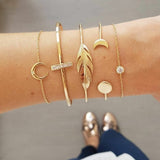 Boho Bracelets & Bangles for Women Fashion Moon Leaf Crystal Charm Bracelet Femme Bohemian Chain Jewelry Bijoux Pulseras Mujer
